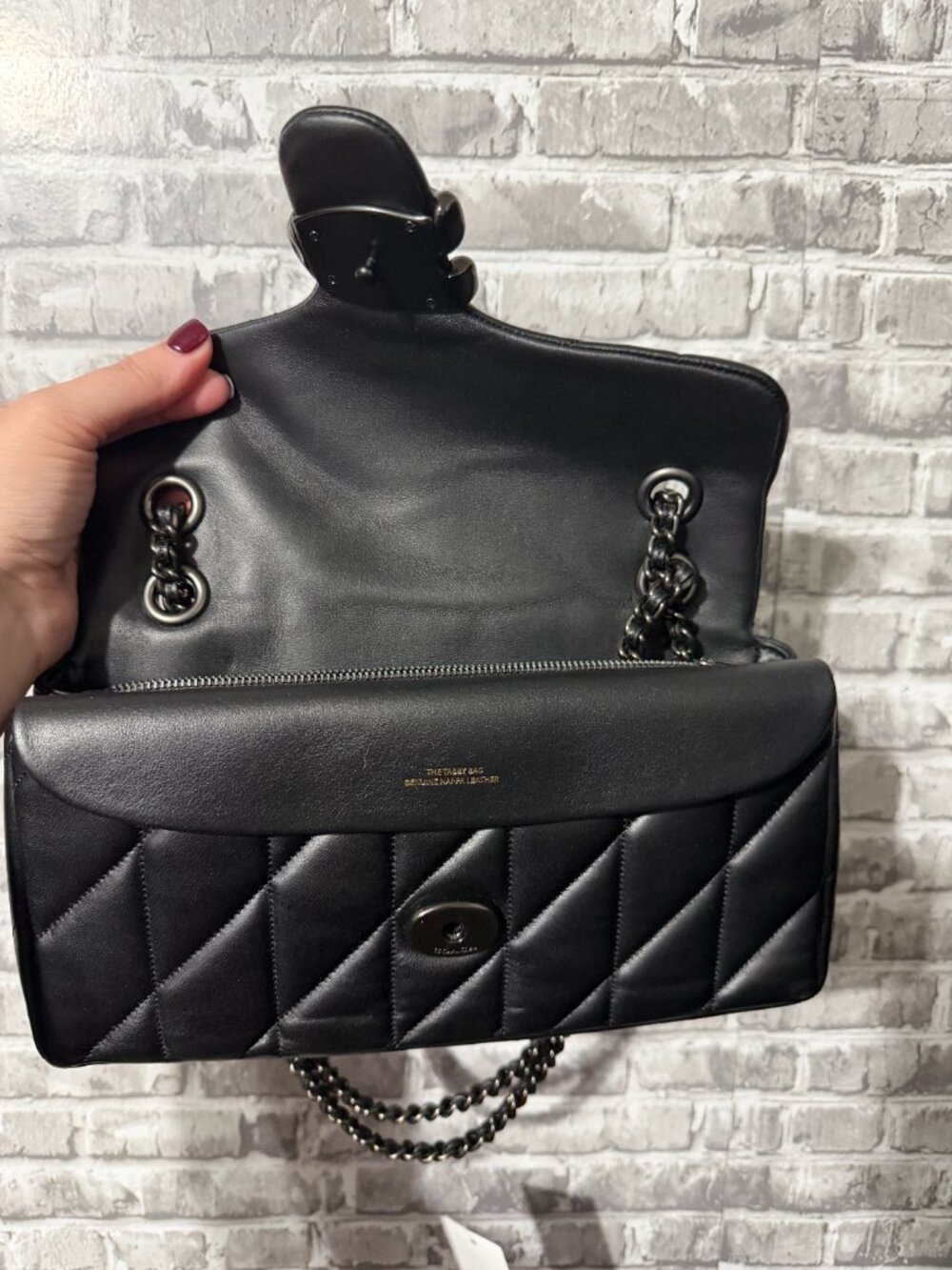 NWT Coach Quilted Leather Tabby Shoulder Bag 26 In Black - Picture 3 of 5